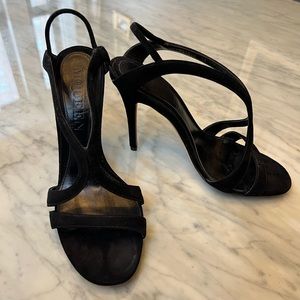 Alexander McQueen strapped black suede stilletos 38